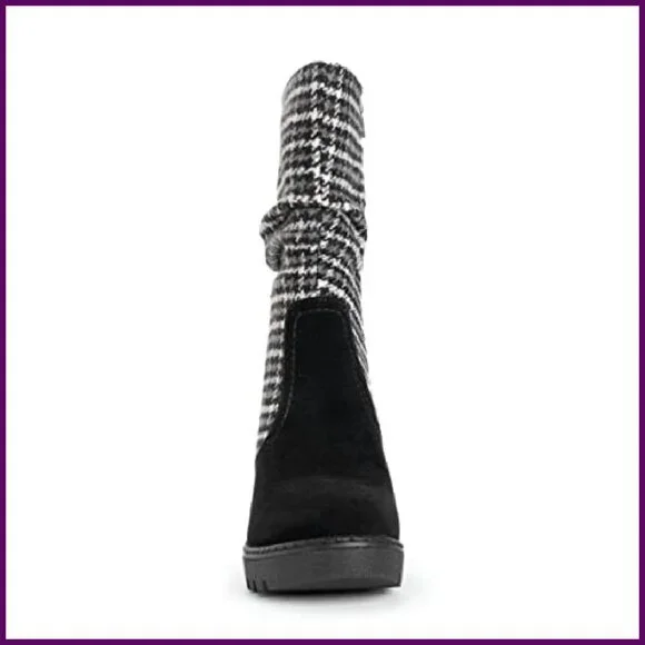 Women's Wedge Boots Mid-Calf Faux Suede Memory Foam Insoles